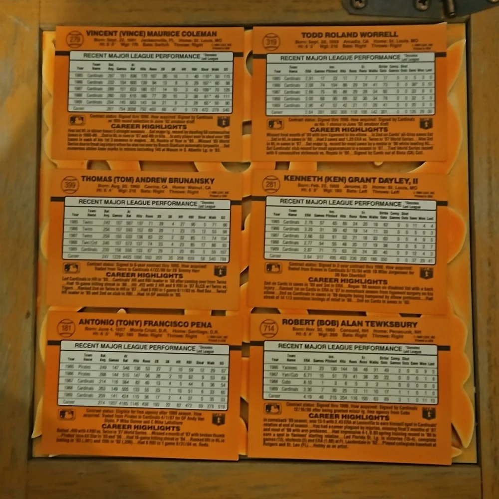 1990 Donruss Saint Louis Cardinals Error Cards 6 pack
